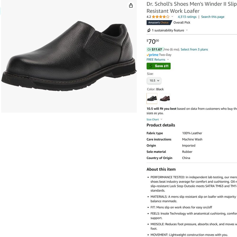 Men's Dr. Scholl's Winder Shoes Black size 10m new without box